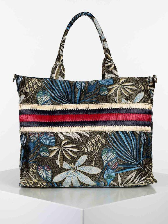 Canvas shopper bag with floral pattern