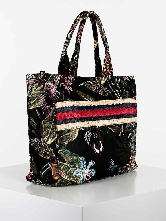 Canvas shopper bag with floral pattern