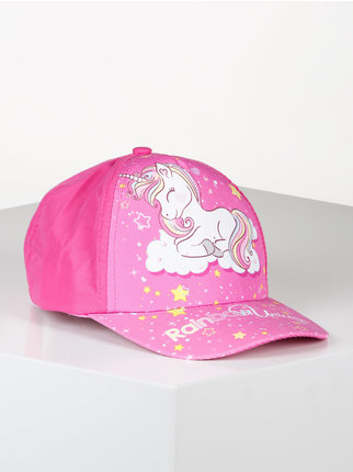 Cappello unicorni da bambina con visiera
