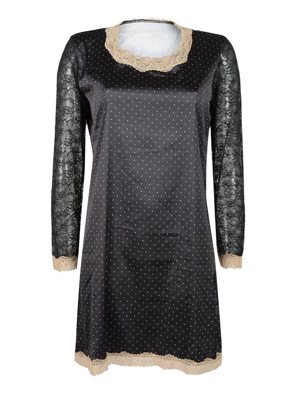 Cashmere blend nightdress with lace