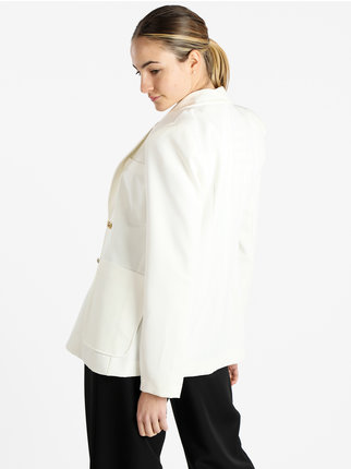  Blusa italiana de algodón de lino con un botón para mujer,  cuello redondo, manga 3/4, cuello redondo, parte superior, Beige : Ropa,  Zapatos y Joyería