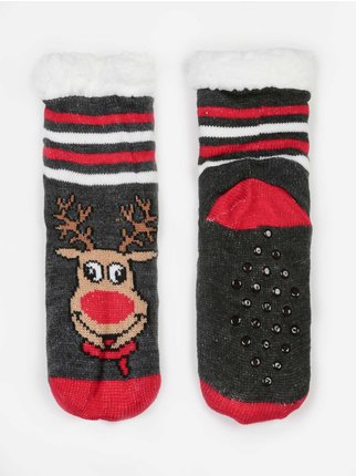 Chaussettes de Noël antidérapantes pour enfants avec fourrure