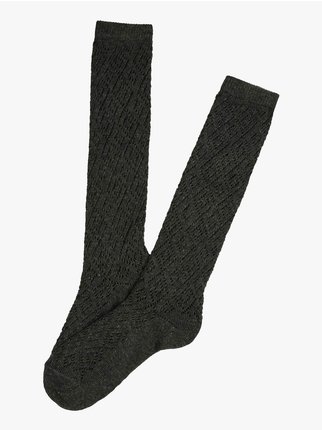 Chaussettes longues femme en coton chaud perforé
