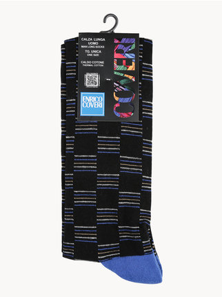 Chaussettes longues pour hommes en coton chaud avec imprimés