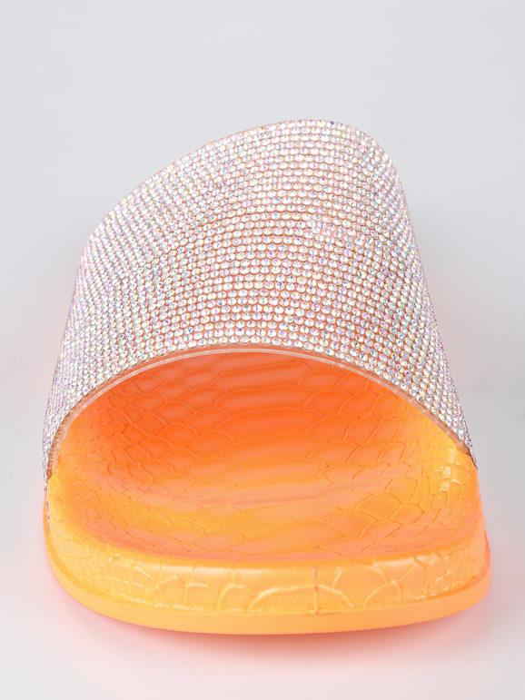 Chaussons fluo avec strass