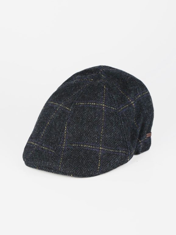 Checked wool blend flat cap