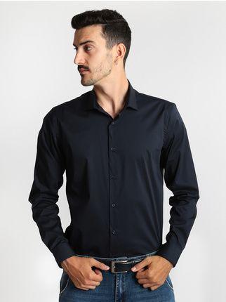 Chemise bleu foncé à manches longues  coupe classique