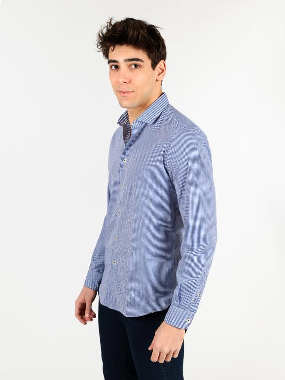 Chemise en coton à carreaux  bleu
