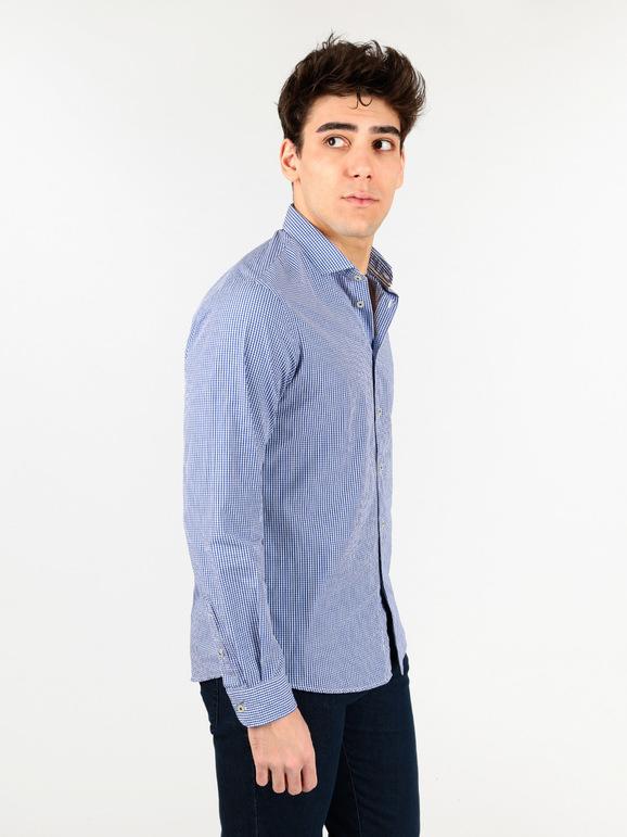 Chemise en coton à carreaux  bleu