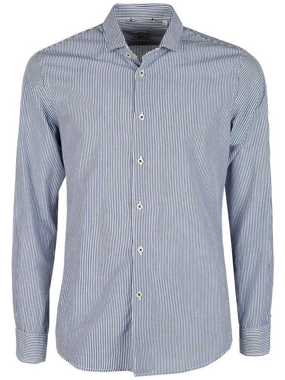Chemise en coton à rayures bleues