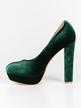 Chenille pumps with wide heel and plateau