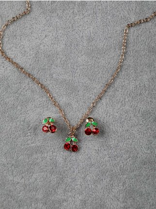Cherry necklace and earrings set for girls