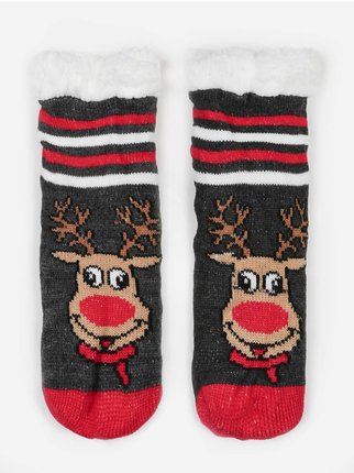 Children's Christmas non-slip socks with fur