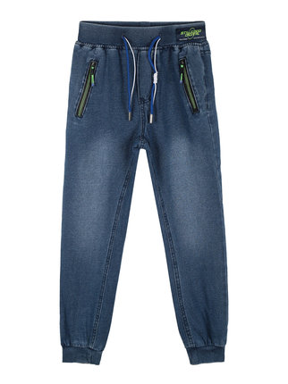 Children's jeans effect trousers with cuffs