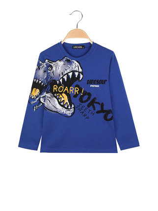 Children's long-sleeved T-shirt with dinosaur print