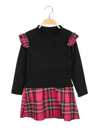 Children's plaid dress with necklace