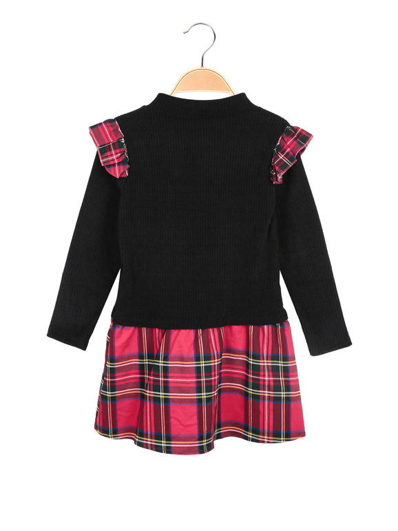 Children's plaid dress with necklace