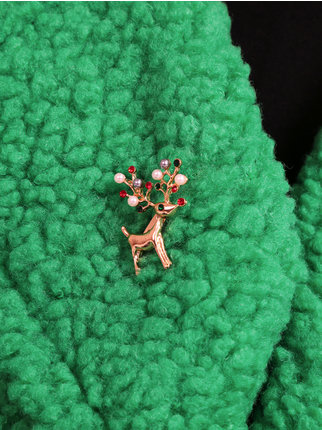Christmas reindeer woman brooch