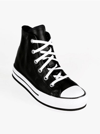 Chuck Taylor Girl's high sneakers in leather with platform