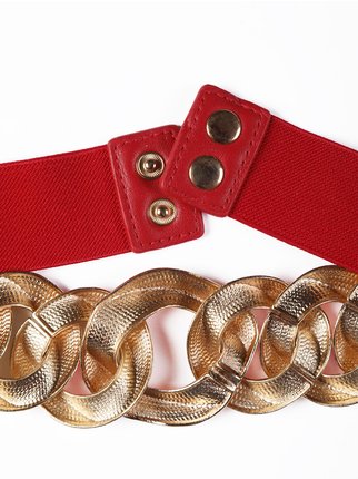 Cintura stringivita da donna con anelli in metallo