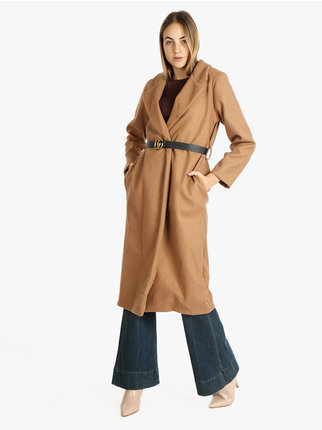 Classic women's long coat with belt