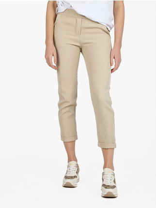 Classic women's straight leg trousers with cuff at the end