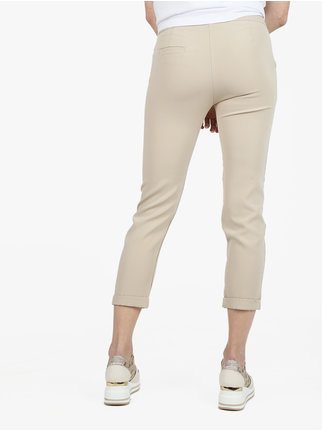 Classic women's straight leg trousers with cuff at the end