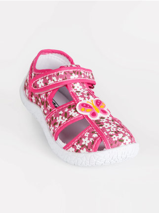 Closed sandals for girls in canvas
