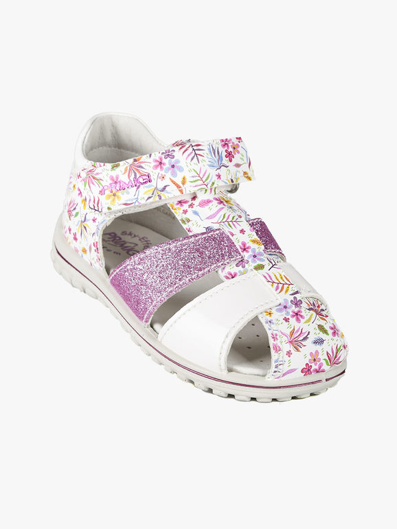 Closed sandals for girls with glitter