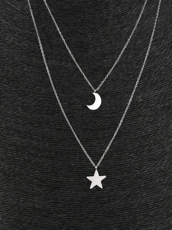 Collier étoile et lune avec strass