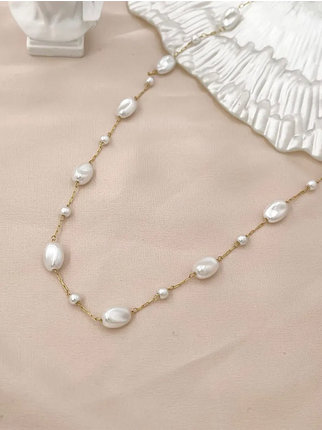 Collier femme en acier avec perles