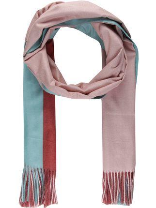 Color block scarf with fringes