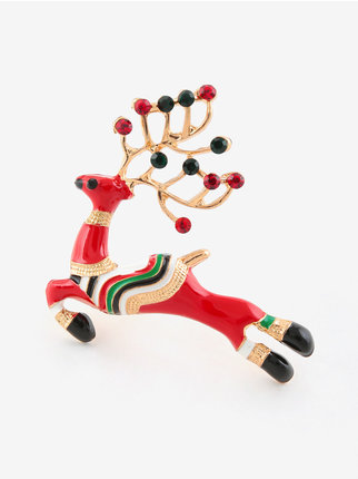 Colored reindeer brooch