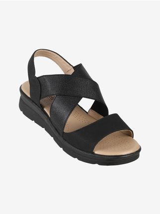 Comfort women's sandals with wedge and woven bands