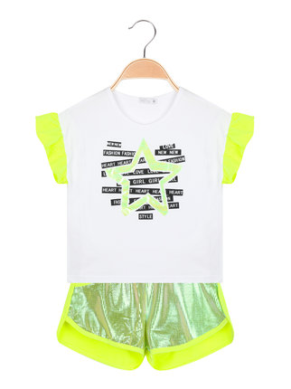 Completo corto da bambina t-shirt + shorts: