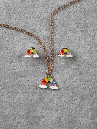 Conjunto de collar y pendientes arcoíris para niña
