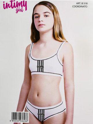 Coordinated girl underwear top + slip with written print