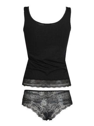 Coordinated underwear top + culottes in lace