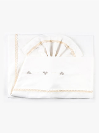 Cot sheets set in cotton with embroidery
