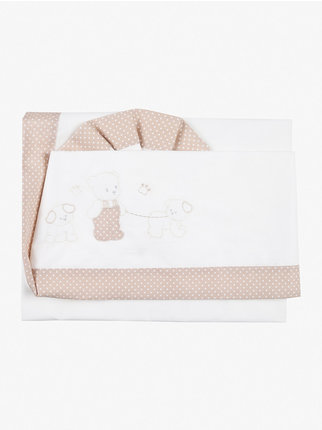 Cotton cradle sheet set with embroidery