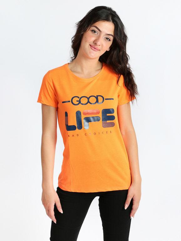 Cotton T-shirt with lettering