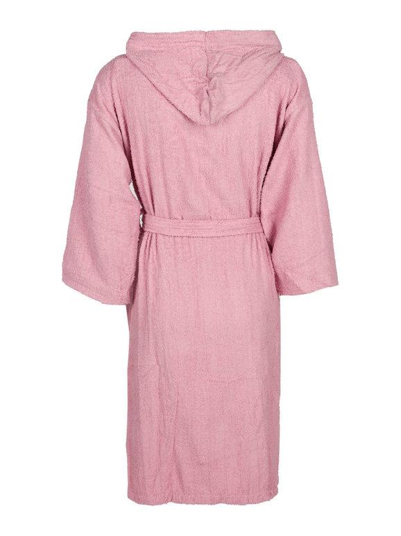 Cotton terry bathrobe with hood