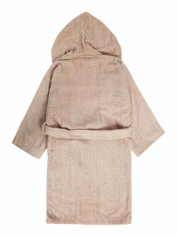 Cotton terry children's bathrobe with hood