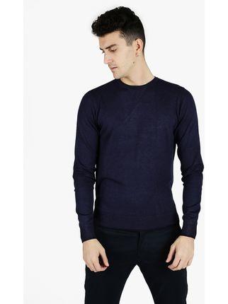 Crew-neck sweater with elbow patches