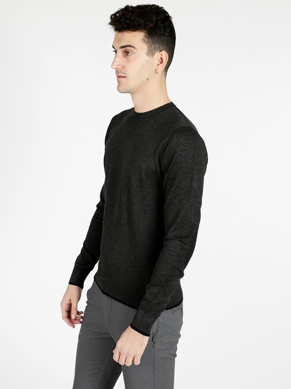 Crew-neck sweater with elbow patches