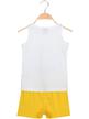 Crewneck tank top with drawings + yellow shorts  2-piece cotton suit