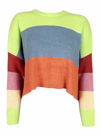 Cropped-Pullover in Colour-Block-Optik für Damen