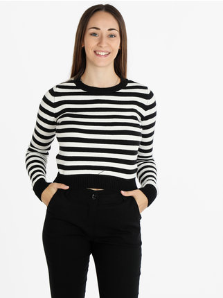 Cropped striped sweater for women