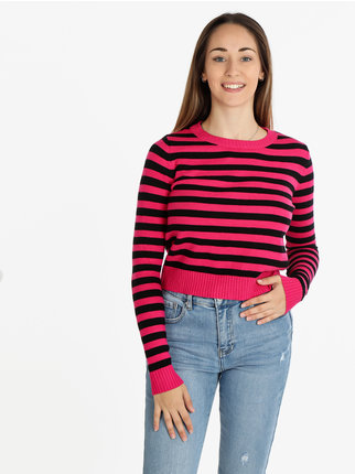 Cropped striped sweater for women