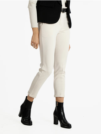 Cropped women's trousers with belt